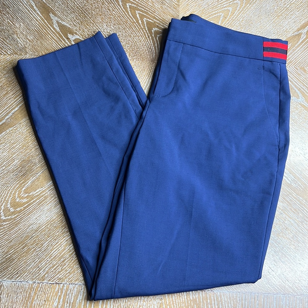 BANANA REPUBLIC AVERY Navy Red Stripe Ankle Dress Pants 4